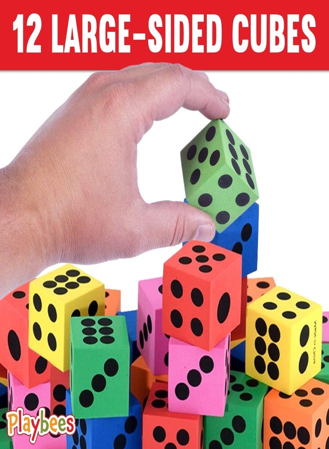 Playbees Big Foam Dice Set - 12-Pack, Jumbo, and Colorful Dice for Kids - Ideal for Boosting Math Skills in The Classroom, Great Gifts, and Party Fun - Image 4